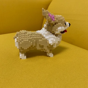 HC Câine de Companie Blocuri de Animale de Pluș Schnauzer Teckel Husky Corgied Collie Model 3D DIY Mini Diamond Cărămizi de Jucărie Băiat de Cadouri