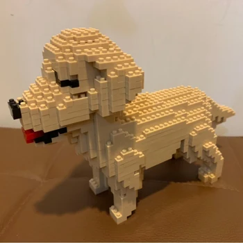 HC Câine de Companie Blocuri de Animale de Pluș Schnauzer Teckel Husky Corgied Collie Model 3D DIY Mini Diamond Cărămizi de Jucărie Băiat de Cadouri