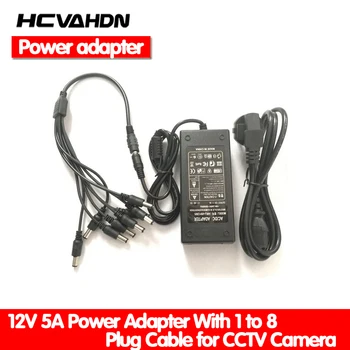 HCVAHDN 12V 5A 8CH Alimentare CCTV aparat de Fotografiat Putere Caseta 8 Port DC+Coadă HAINA 12V DC Adaptor de Alimentare