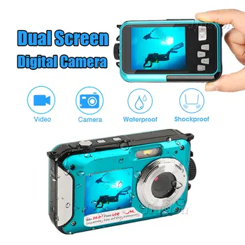 HD 1080P Dual Ecran TFT Digital aparat de Fotografiat Impermeabil 16x Zoom 24MP Max Recorder Video Subacvatice camera Video Sport Mini Action Cam