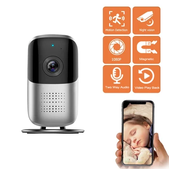 HD 1080P WiFi de Interior Camera Dock Magnetic Wireless Security Camera IP cu IR Noapte Viziune de Detectare a Mișcării 2-way Audio Baby Monitor