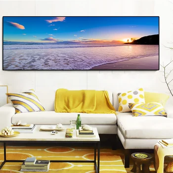 HD Apusuri de soare de Mare Naturale Plaja Peisaj Pictura in Ulei pe Panza, Postere si Printuri Cuadros de Arta de Perete Imaginile Pentru Camera de zi