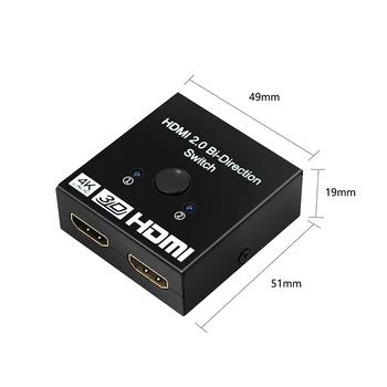 HDMI 1x2/2X1 Splitter Bi-Direcție, 2 in 1, 1 din 2 Dual Display Switch HDMI 2.0 Pentru DVD HDTV Xbox PS3
