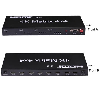 HDMI 2.0 4K 60Hz HDMI Matrice 4x4 Comutator Splitter 4 În 4 Comutator Split 1080P Adevărat Matrice Audio Video Converter w/ RS232 EDID