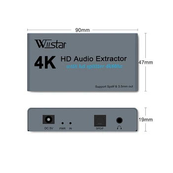 Hdmi Extractor Splitter Hdmi 1x2 Digital La Analogic Spdif 3.5 Mm Audio Hdmi2Hdmi 4K60HZ 1080P