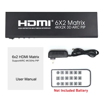 HDMI Matrix 6X2 hdmi switch box 1080P Splitter Cu 6 La 2 de control de la distanță 4K/30Hz 3D de Înaltă Definiție Comutator stereo de 3.5 mm sunet