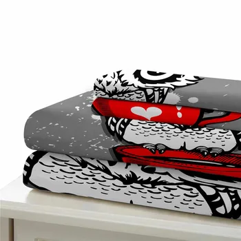 HELENGILI 3D Set de lenjerie de Pat Owl Print Carpetă acopere stabilit realiste, lenjerii de pat, cu fata de perna pat set Textile acasă #MTY-07