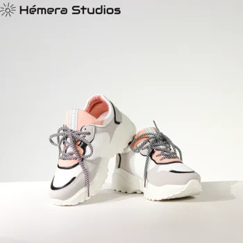 Hemera Studios adidasi femei platforma 2020 sporturi de iarnă talpă groasă cu sireturi Multicolore