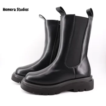 Hemera Studios chelsea cizme femei de iarna 2020 elastic de boot militar partea platformă XXL glezna cizme stil punk
