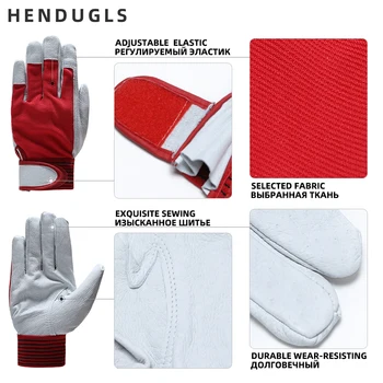 HENDUGLS 5pcs Roșu de Moda Produse Mecanic de Piele Acoperite cu Mănuși de Lucru de Siguranță Industriale de Lucru de Protecție Sport Mănușă 5163