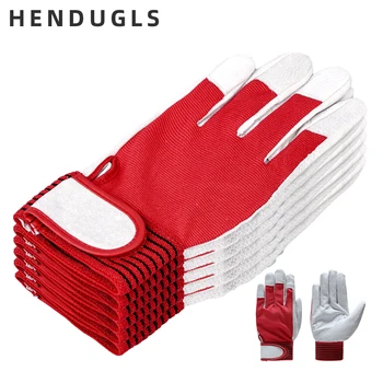 HENDUGLS 5pcs Roșu de Moda Produse Mecanic de Piele Acoperite cu Mănuși de Lucru de Siguranță Industriale de Lucru de Protecție Sport Mănușă 5163