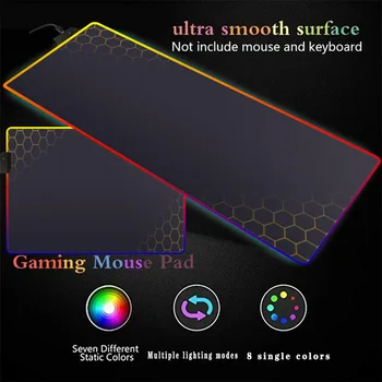 Hexagon Textura Mare RGB Gaming Mouse Pad Gamer Mousepad Lumină LED-uri Iluminate USB cu Fir Colorat Luminos Non-Alunecare Mouse-ul Soareci