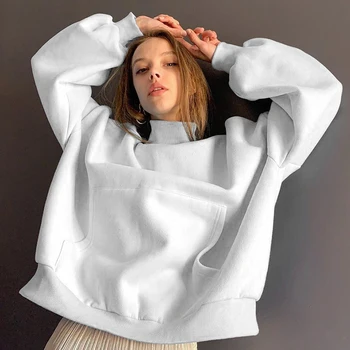 HEYounGIRL Guler Supradimensionat Tricou Femei Solide Liber Casual De Bumbac Pulover Cu Maneci Lungi Tricou De Moda Toamna 2020