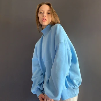 HEYounGIRL Guler Supradimensionat Tricou Femei Solide Liber Casual De Bumbac Pulover Cu Maneci Lungi Tricou De Moda Toamna 2020