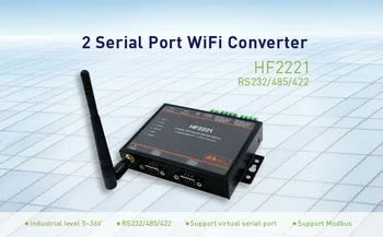 HF2221 2 Porturi Wifi Dispozitiv Serial Server RS232/RS422/RS485 Ethernet / Wi-Fi în Serie Server F22500