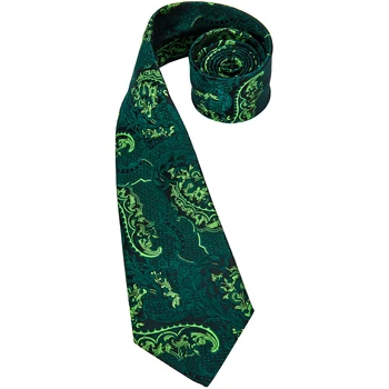 Hi-Cravată Designer de Moda de sex Masculin Clasic Verde Cravate pentru Barbati de Lux Paisley Petrecere de Nunta cu Cravata, Batista, Butoni Set De Cravate de Mătase