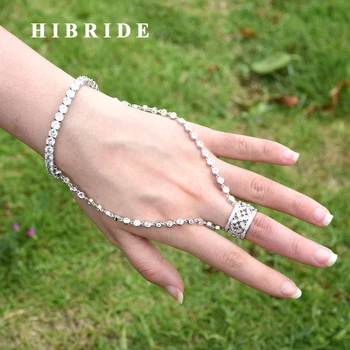 HIBRIDE Exclusiv AAA Cubic Zirconia Nunta Brățări și un Inel Set de Bijuterii de Mireasa Dubai Seturi de Bijuterii pentru Femeia N-290