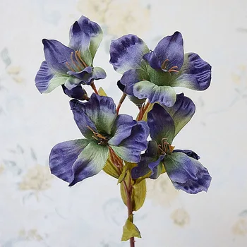 High-End în Stil European, Home Decor Alb-Albastru Flori Artificiale Lily Pentru Decor Nunta de Înaltă Calitate de Flori False ACC16