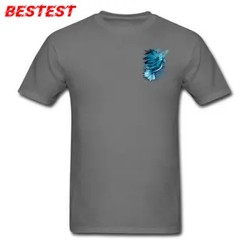 High Street tricou Barbati Cyber Colibri Print T Shirt Geek Chic Albastru Topuri Negre Teuri Vara Bumbac Tesatura de Îmbrăcăminte de Modă