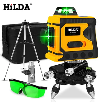 HILDA 360 Laser de Nivel 12 Linii de Nivel 3D Auto-Nivelare Orizontală Și Verticală în Cruce foarte Puternic Green Laser de Nivel