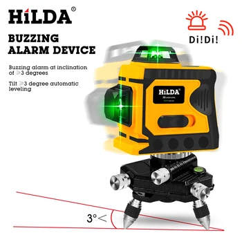 HILDA 360 Laser de Nivel 12 Linii de Nivel 3D Auto-Nivelare Orizontală Și Verticală în Cruce foarte Puternic Green Laser de Nivel