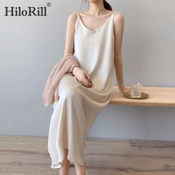 HiloRill Solid Sexy Rochie Lunga Pentru Femei De Vară Chic Spaghete Curea Maxi Rochii 2020 Elegant Slim Bretele Rochie Vestidos Mujer