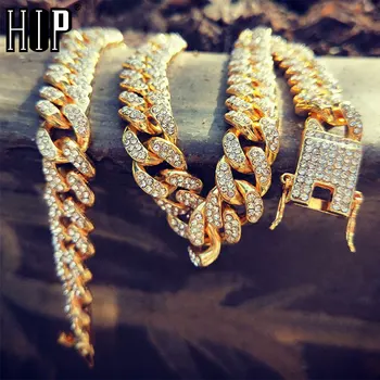 Hip-Hop-13MM Miami Bordură Cubanez Lanț Colier de Aur de Gheață Afară AAA Pavată cu Pietre CZ Bling Coliere Barbati Rapper Bijuterii