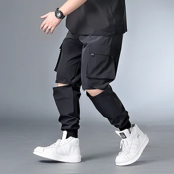 Hip Hop Streetwear Pantaloni Bărbați Supradimensionate Detașabil Pantaloni scurți de sex Masculin Jogger Cargo Pantaloni de Înaltă Calitate, Plus Szie 6XL 7XL HX412