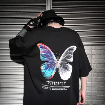 Hip Hop Supradimensionat Tricou Barbati 2020 Streetwear Harajuku Fluture Tricou cu Maneci Scurte din Bumbac Vrac HipHop T-Shirt Plus Dimensiune WG777