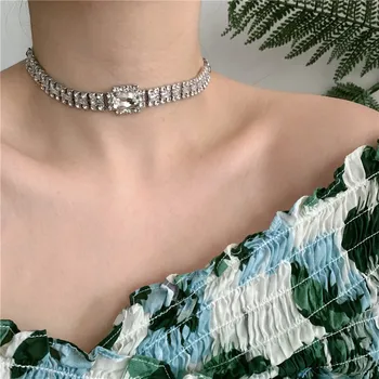 Hiphop Multi Cristal Coliere Coliere pentru Femei Stras Salopete Colliers Feminin de Lux Cravată Colier Moda Bijuterii 2020