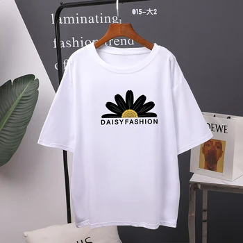 Hirsionsan Daisy Imprimate Tricou Femei 2020 Nou Fierbinte Moda Coreeană O De Gât Tricouri Din Bumbac Tricouri De Epocă Grafic Fete Topuri