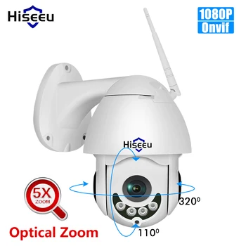 Hiseeu 1080P WiFi Camera IP PTZ Zoom Optic 5x Camera Speed Dome de Exterior rezistent la apa 2mp de Supraveghere CCTV 2 Way Audio Onvif