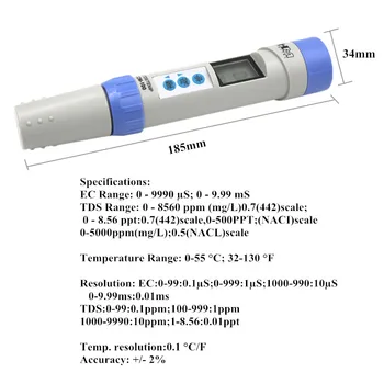 HM COM100 TDS Pen TDS Calitatea Apei Pen Tester Conductivitate Monitor Detector de Metru Analizor Piscină Acvariu Instrument