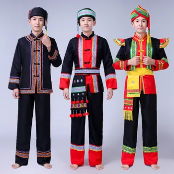 Hmong Costume Yi Minoritate Dans Costume pentru Bărbați Costume de Performanță Costum Hmong Haine Tradiționale Chineze Dans Costum