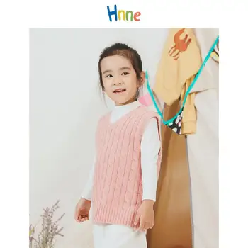 Hnne Copii Cable Knit V-Neck Pulover Vesta 2021 Nouă Primăvară Fără Mâneci Pulover Unisex Fete Băiat Tricotaje Pentru Copii Vesta