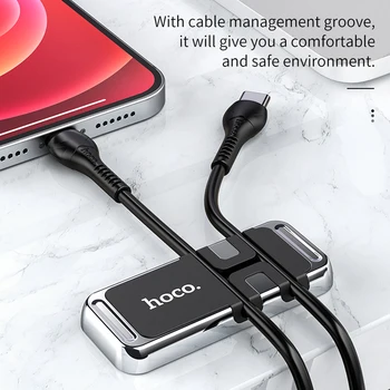 Hoco 2 in 1 Magnetic Stea Telefon Suport Auto GPS Suport Pentru iPhone 11 12 Pro Max Mini Bobinator Cablu USB Clip Organizer Cablul de Sârmă