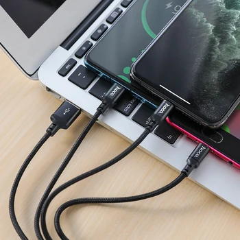 HOCO 3in1 Incarcator USB si Cablu Pentru iPhone 11 Pro XS Max XR 7 8 Încărcare Cablu Micro USB de Tip C Pentru Samsung S10 Xiaomi Încărcare sârmă
