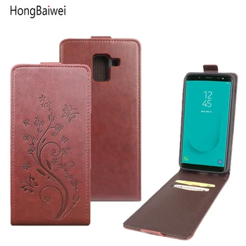 HongBaiwei pentru Samsung J6 2018 Flip case de Moda Relief din Piele Caz Acoperire pentru Samsung Galaxy J6 2018 Verticală a Capacului din Spate