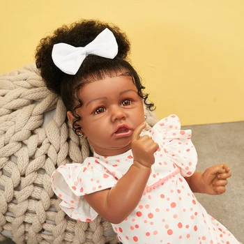 Hoomai 58CM piele Neagră Renăscut Baby Dolls Silicon Moale Corpul de Moda Boneca Renăscut Pentru Copii Cadou de Crăciun