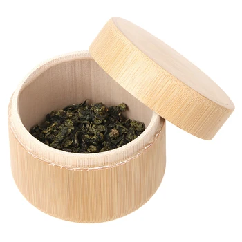 HOOMIN Lemn Matcha Recipient Organizator Portabil Ceai Caddies Rundă de Bambus Cutie de Ceai Mini Manual de Ceai Naturale Borcan de Stocare Titular