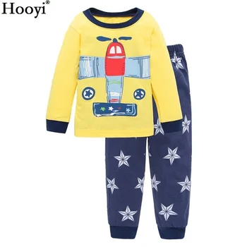 Hooyi Haine Pentru Copii Costume Baieti Pijamale 2 3 4 5 6 7 Ani Zbura Avionul De Moda Copilul Camasa De Noapte, Pijamale Seturi De Îmbrăcăminte Din Bumbac