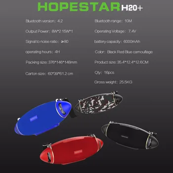 HOPESTAR Original H20+ Rugby Difuzor Bluetooth Portabil Wireless Coloana Impermeabil Mega Bass în aer liber Subwoofer cu Centura TF, USB