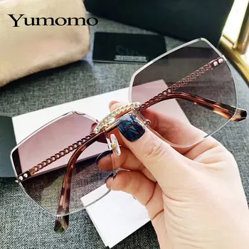 Hot Brand de Moda designer de ochelari de soare pentru femei de Vară fără ramă Pătrată Shades ochelari de Soare Ochelari de cafea de Lux ochelari de Soare, femeie