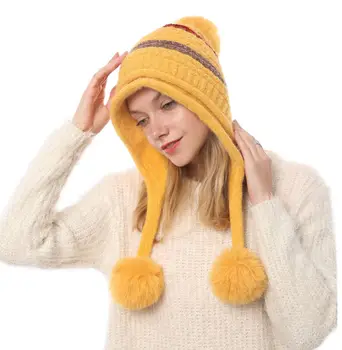 Hot Femei de Moda Pălărie de Blană de Iarna Pom Pom Knit Beanie caciula de Schi Bobble Drăguț Ursuleți cu 6 Culori