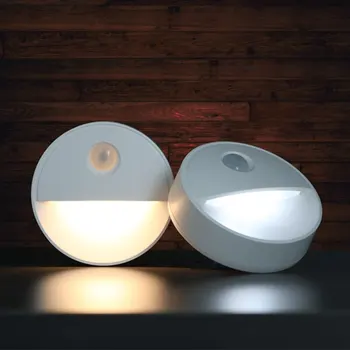 Hot-vânzare LED-uri Infraroșu Umane Inducție Lumina de Noapte Jumătate-moon în formă de Dulap Dormitor, Dulap Lumina de Noapte Acasă Copilul Lampă de Perete
