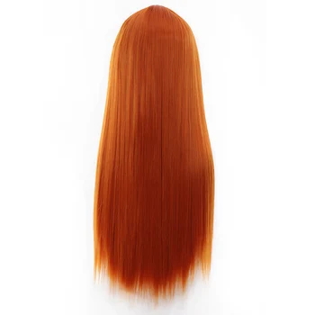 Houyan lung și drept de portocale sintetice peruca cu breton pentru Femei de zi cu zi de uzura de partid