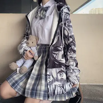 HOUZHOU Anime Hanorac Femei Hanorace de Toamna de Moda Harajuku Zip Up Hoodie Stil coreean Streetwear Tricou Maneca Lunga Femei