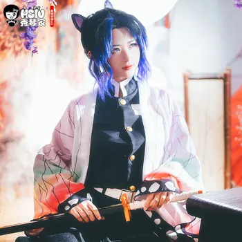 HSIU Kochou Shinobu Anime Cosplay Costum Demon Slayer: Kimetsu nu Yaiba Kimono Uniforme Pelerina Halloween Gradient
