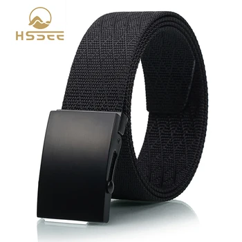 HSSEE oficial autentic barbati casual curea moale din nylon adevărat textura diamant moda curea pentru barbati din greu metal negru mat catarama