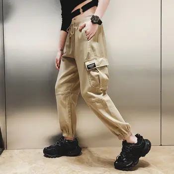 HStar 2020 lady Roz sex Feminin Pantaloni casual, de sex feminin Harajuku pantaloni de toamna primavara solide femei din Bumbac de Înaltă Talie Pantaloni de Marfă